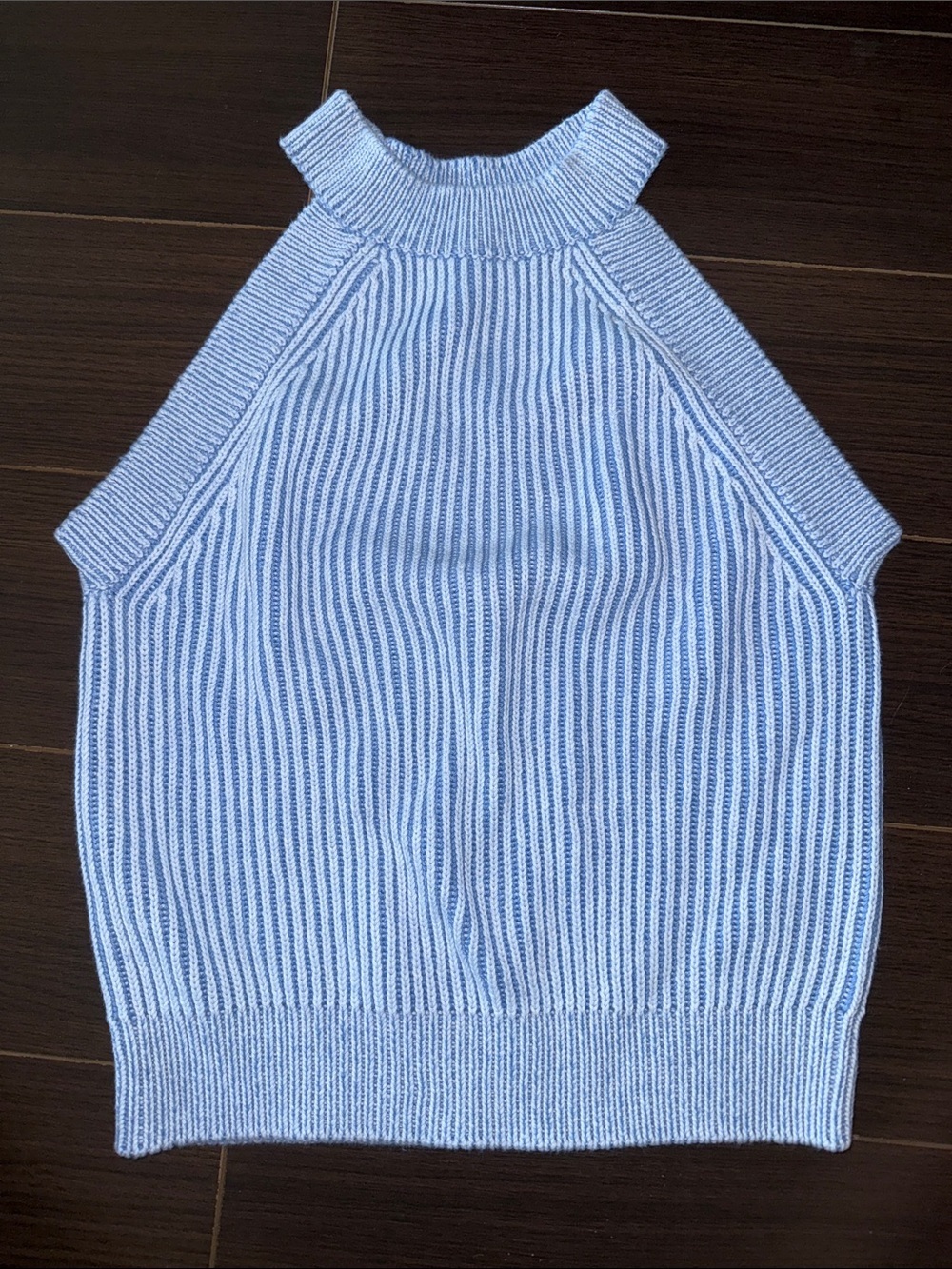 &ISLA Ribbed Halter Knit Tank Top in Light Blue